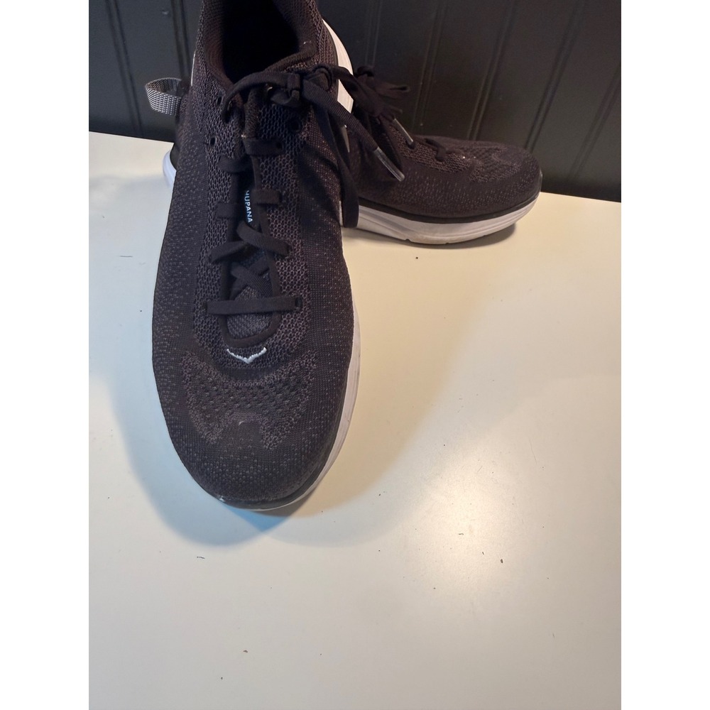 Hoka One One Hupana Black White Knit Running Shoes Womens Size 9 D Wide